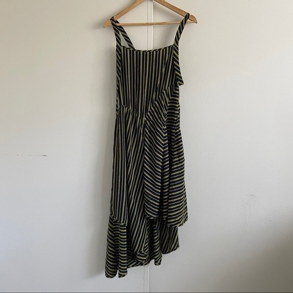 Nina Ricci Silk Striped Asymmetric Midi sleeveless Dress Size 36 US 4-6 - Picture 5 of 12